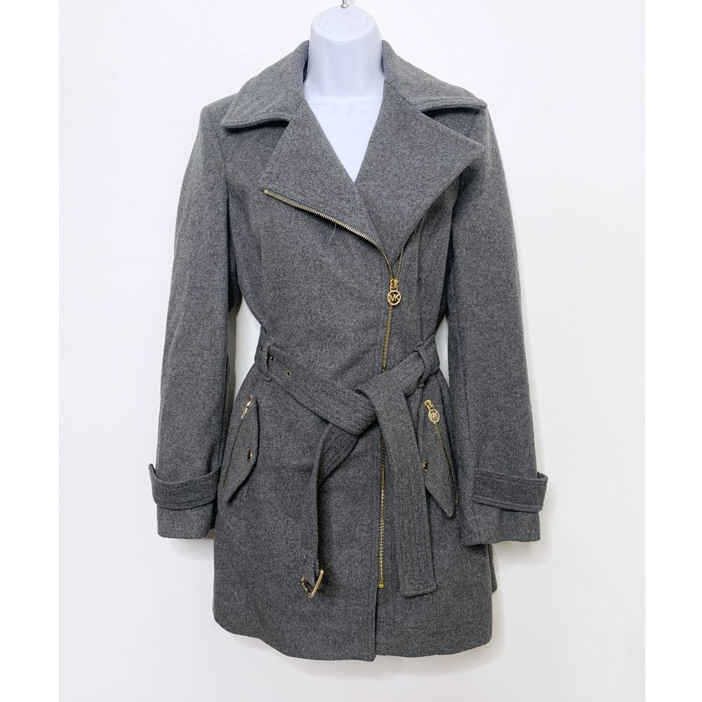 Michael Kors - Gray Zip Trench Coat - Picture 3 of 4